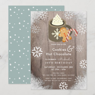 Coca chaud & Cookies Blue Birthday Invitation
