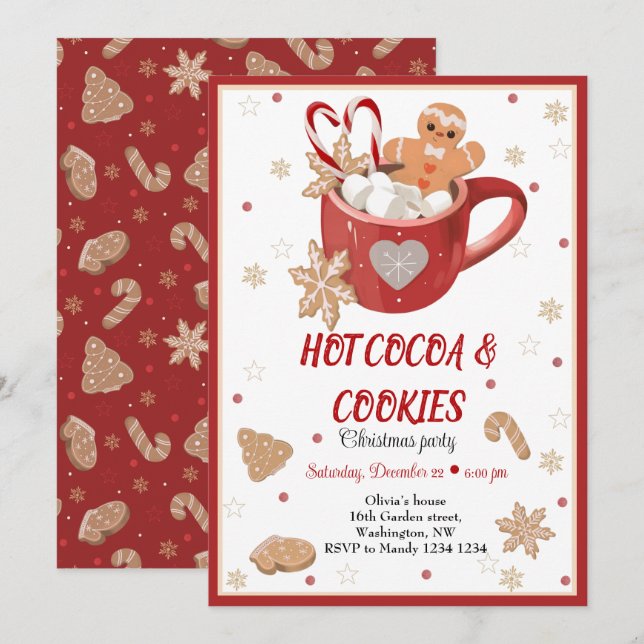 Coca chaud et biscuit Noël Invitation à la fête de (Devant / Derrière)