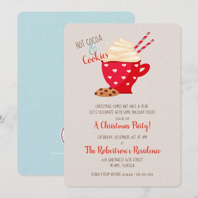 Coca chaud et biscuits Invitation de Noël (Devant / Derrière)