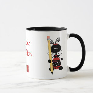 Coccinelle avec la tasse de professeur de règle