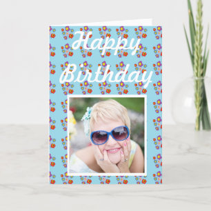 coccinelle et fleurs - carte d'anniversaire