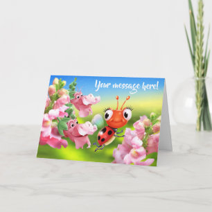 Coccinelle faite sur commande de carte de voeux et