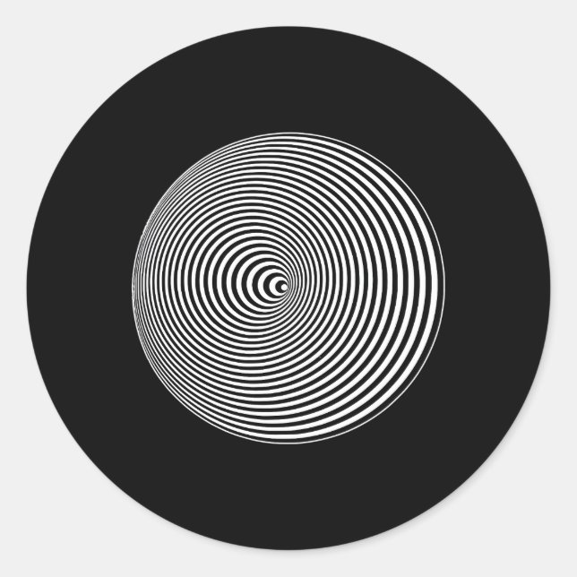 Cocentric Black White Circles Optical Illusion Tri Classic Round Sticker (Front)