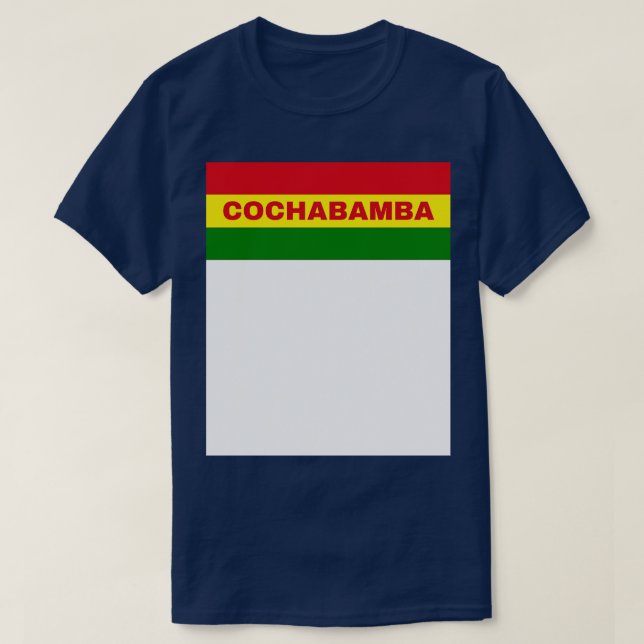 Cochabamba City in Bolivian Flag Colours T-Shirt (Design Front)