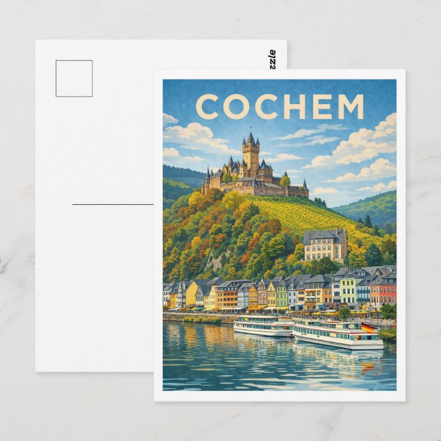 Cochem Germany Vintage Travel Art Postcard (Front/Back)