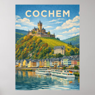 Cochem Germany Vintage Travel  Poster