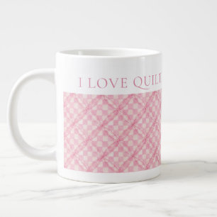 COCHER ROSE QUILT Grosse Mug blanc + Texte