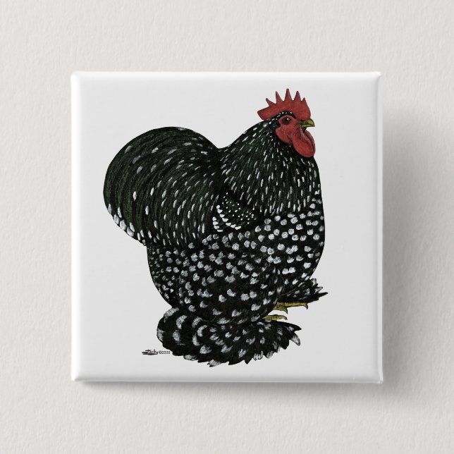 Cochin:  Black Mottle 2 Inch Square Button (Front)