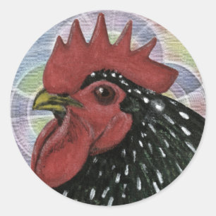 Cochin: Decorative Rooster Head Classic Round Sticker