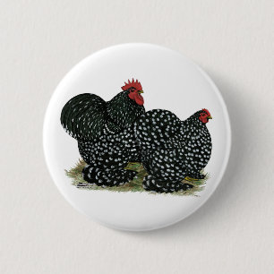 Cochin Mottled Chicken Pair 2 Inch Round Button