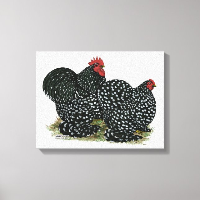 Cochin Mottled Chickens Canvas Print (Front)