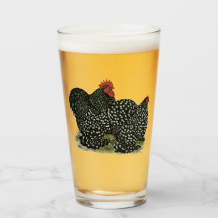 Cochin Mottled Chickens Glass