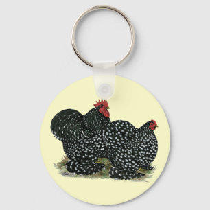 Cochin Mottled Chickens Keychain