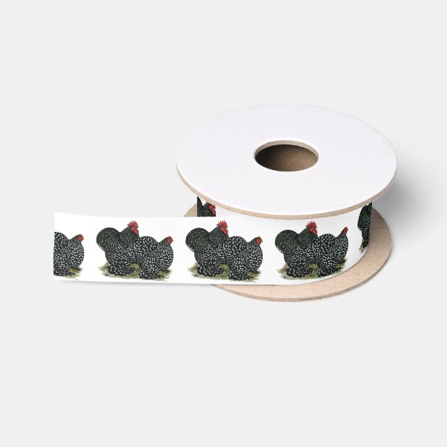 Cochin Mottled Chickens Satin Ribbon (Spool)