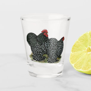 Cochin Mottled Chickens Shot Glass