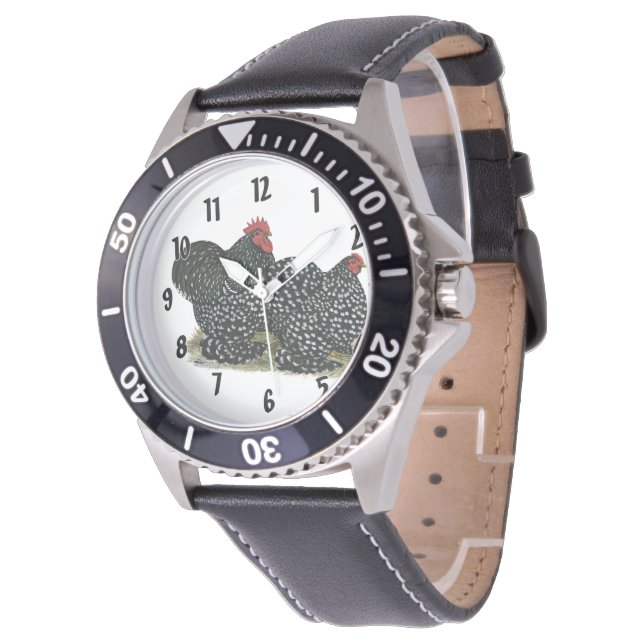 Cochin Mottled Chickens Watch (Angled)