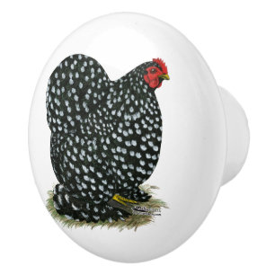 Cochin Mottled Hen Ceramic Knob