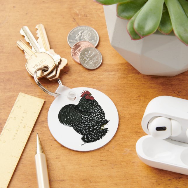 Cochin:  Mottled Rooster Keychain (Desk)