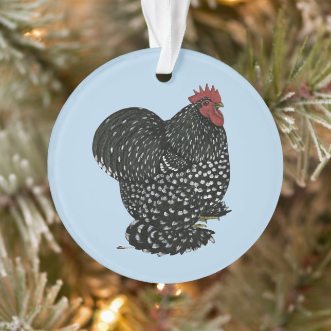 Cochin:  Mottled Rooster Ornament (Tree)