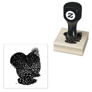 Cochin:  Mottled Rooster Rubber Stamp