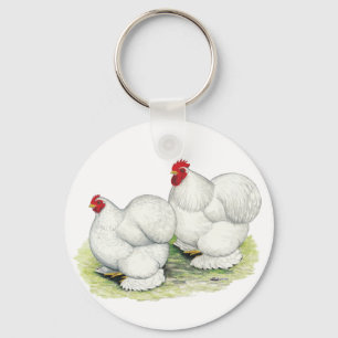 Cochin:  White Bantams Keychain