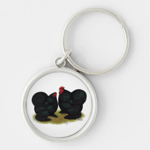 Cochins Black Bantam Pair Keychain