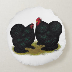 Cochins Black Bantam Pair Round Pillow