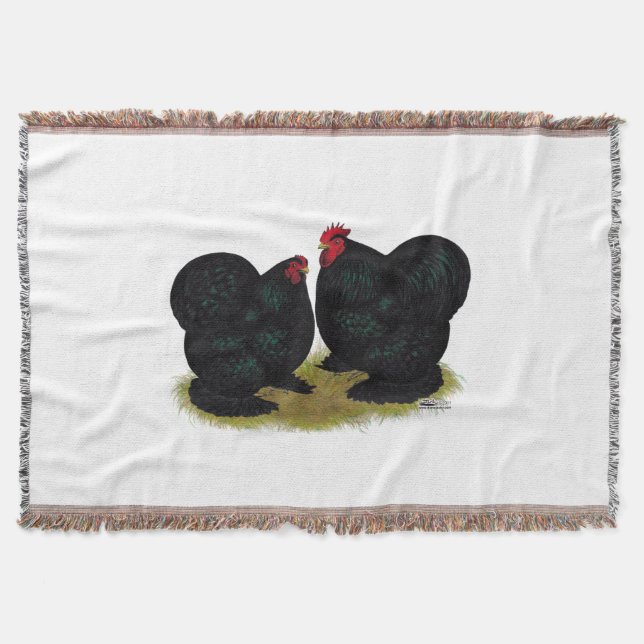 Cochins Black Bantam Pair Throw Blanket (Front)