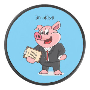 Cochon amusant en costume d'affaires dessin animé