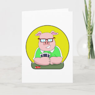 Cochon au poker avec cartes
