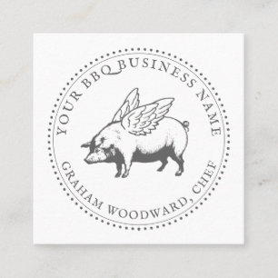 Cochon avec ailes barbecue Carré Carte de visite