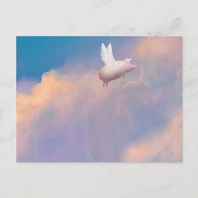 cochon avec ailes carte postale (Devant)