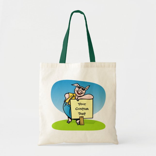 Cochon avec panneau grand sac fourre-tout (Devant)