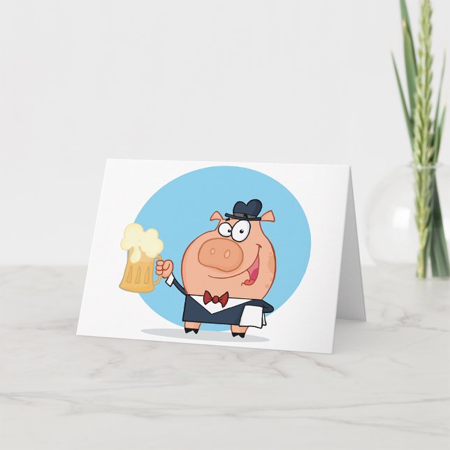 Cochon avec pinte de bière Cartes de voeux (Créateur téléchargé)