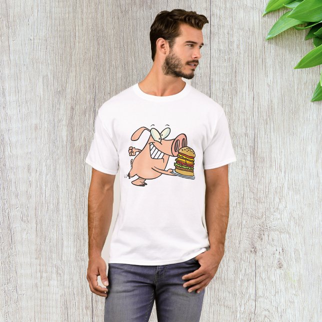Cochon Avec T-Shirt Pour Hommes Burger (Créateur téléchargé)