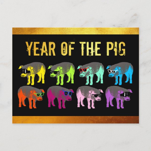 Cochon chinois Année Zodiac Anniversaire Pop Carte (Devant)