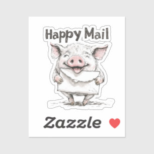 Cochon, Courrier heureux, Autocollant