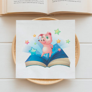 Cochon dansant sur des serviettes en papier avec u
