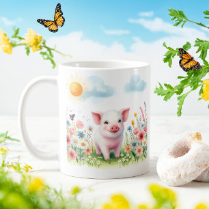 Cochon d'aquarelle de printemps - Mug d'enfant