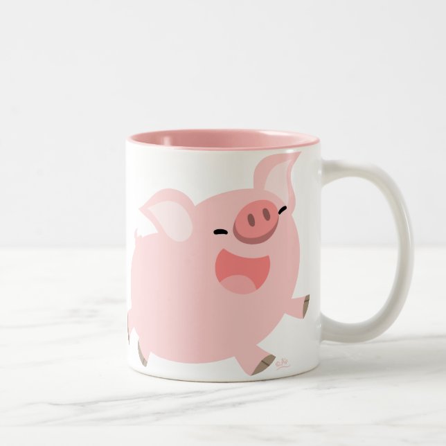 Cochon de dessin joyeux teuse tasse personnalisée (Droit)