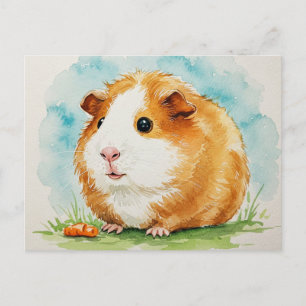 Cochon de Guinée mignon avec carotte Carte postale