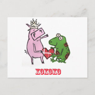 Cochon & grenouille en amour carte Saint-Valentin