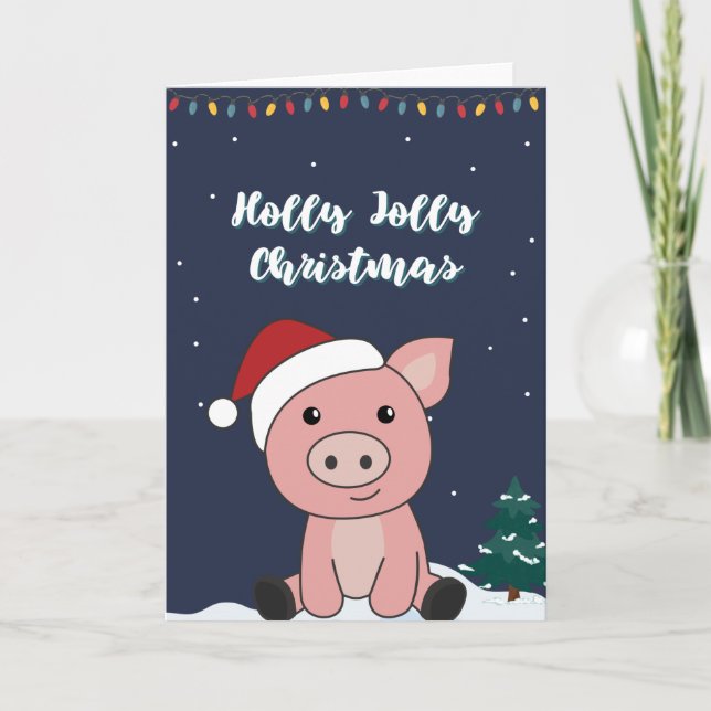 Cochon Joyeux Noël Animaux Cochons Carte de vacanc (Devant)