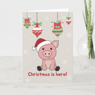 Cochon Joyeux Noël Animaux Cochons Carte de vacanc