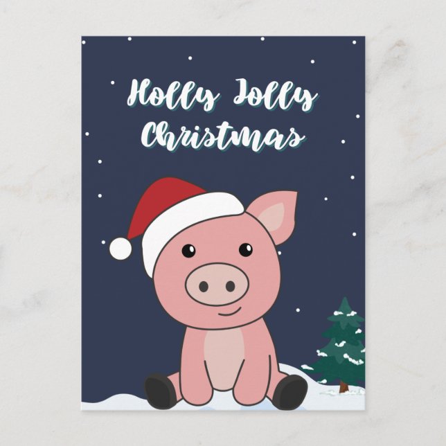 Cochon Joyeux Noël Animaux Cochons Fête Carte post (Devant)