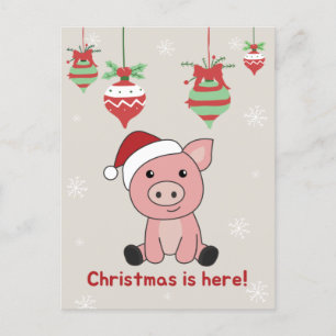 Cochon Joyeux Noël Animaux Cochons Fête Carte post