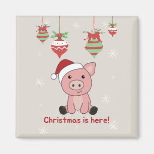 Cochon Joyeux Noël Animaux Cochons Magnet