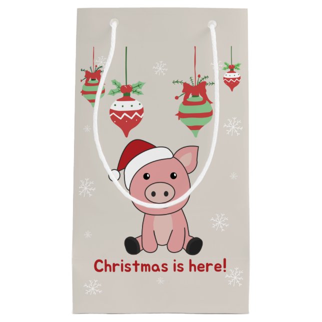 Cochon Joyeux Noël Animaux Cochons Petit sac cadea (Devant)