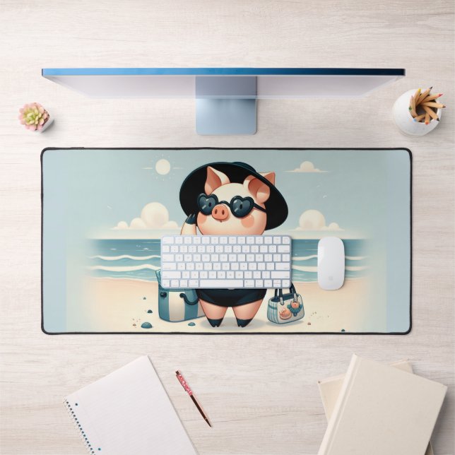 Cochon mignon en maillot de bain Polka Dot à la pl (Bureau 1)