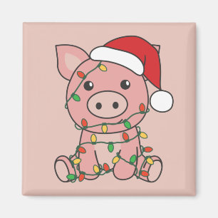 Cochon Noël Animaux d'hiver Cochons Magnet